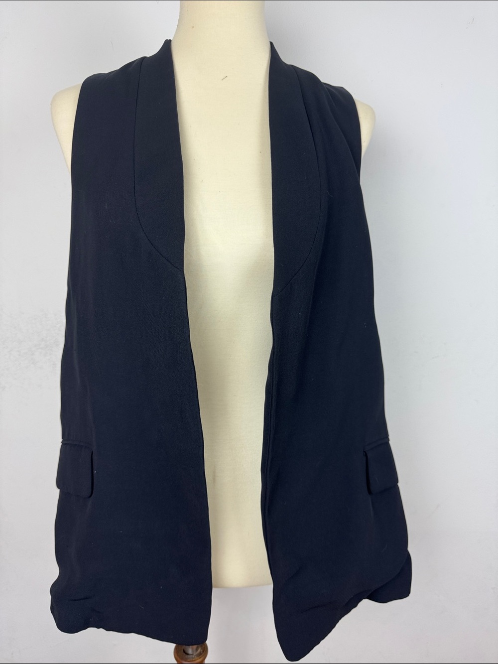 Derek Lam Black Sleeveless Draped Blazer Vest